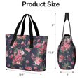 thumbnail image 3 of Tote Bag for Women - Pioneer Flower Shoulder Bag - Large Utility Work Duffle Bag with Zipper Handbag for Travel, Work, Sprots, 3 of 5