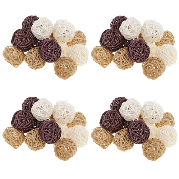 60Pcs Wicker Rattan Balls Natural Decorative Vase Filler, House Ornament, Christmas Tree Garden Wedding Table Decoration,Craft DIY, Parrot, Bird Toys Balls.