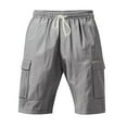 thumbnail image 3 of Men's Stretch Cargo Shorts Casual Drawstring Classic Relaxed Fit Summer Short with Multi Pockets Mens Beach Shorts Athletic Gym Basketball, 3 of 7