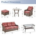thumbnail image 2 of Gymojoy Brown 7 Pieces Wicker Patio Furniture Set Outdoor Conversation Set, All Weather PE Rattan Sectional Sofa Couch with Swivel Glider and 6 inch Cushions, 2 of 13