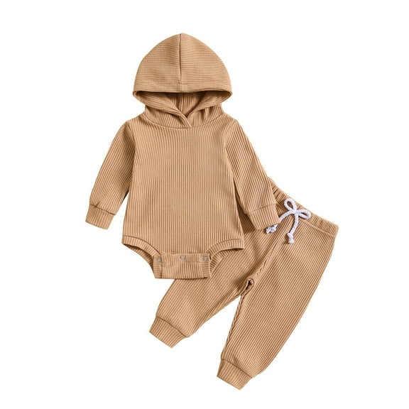 zbxnLI Newborn Baby Boy Clothes Fall Winter Outfits Infant Long Sleeve Hooded Rompers Jogger Pants Sets