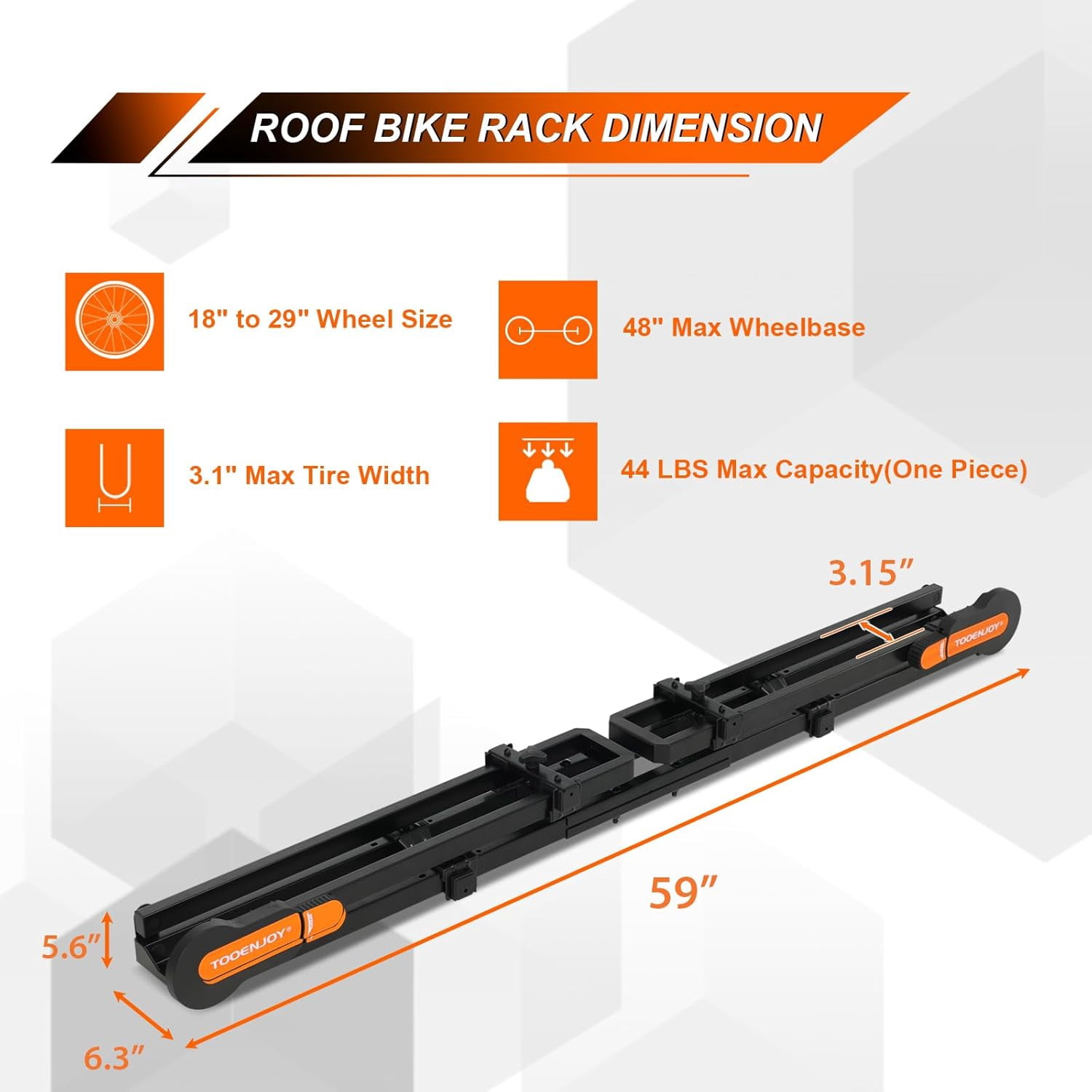 TOOENJOY Roof Mount Bicycle Car Rack, Upright Bike Rooftop Mount Rack with Dual Load Arm & Safe Ratchet Lock,Only for Movable Crossbar