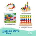 thumbnail image 3 of TOOKYLAND Peg Board Stacking Toy - 53pcs - Colour and Shape Matching Game with Lacing Beads, Learning Sensory Pegboard Set for Kids 3 Years Old +, 3 of 9