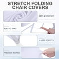 thumbnail image 5 of Lounweer 50 Pcs Folding Chair Cover Set with 25 Stretch Spandex Slipcovers 25 Satin Chair Sashes Bows Ribbon Washable Banquet Protector for Wedding Event Party(White, Silver), 5 of 6