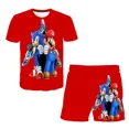 thumbnail image 2 of Camiseta de Sonic 2 para niños y niñas, traje de verano, 4-14T, estampado 3D de Sonic, camisetas de manga corta para niños, patrón de traje, 2 of 4