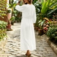 thumbnail image 6 of Levmjia Women's Long Sleeve V Neck Maxi Dress Casual Loose Flowy Dress with Pockets Tie Waist Boho Summer Beach Vacation Dresses, 6 of 7