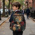 thumbnail image 6 of FUIALDOLG Oriental Tiger & Floral Print Casual School Backpack with Multi-Pocket Lightweight Casual Daypack, Padded Straps 17 Inch Bookbag for Travel Elementary School, 6 of 9
