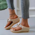 thumbnail image 4 of Outerwear Thong Toe Beach Sandals Solid Color Leather Tie Wedge Sandal for Valentine's Day Christmas Gift, 4 of 5