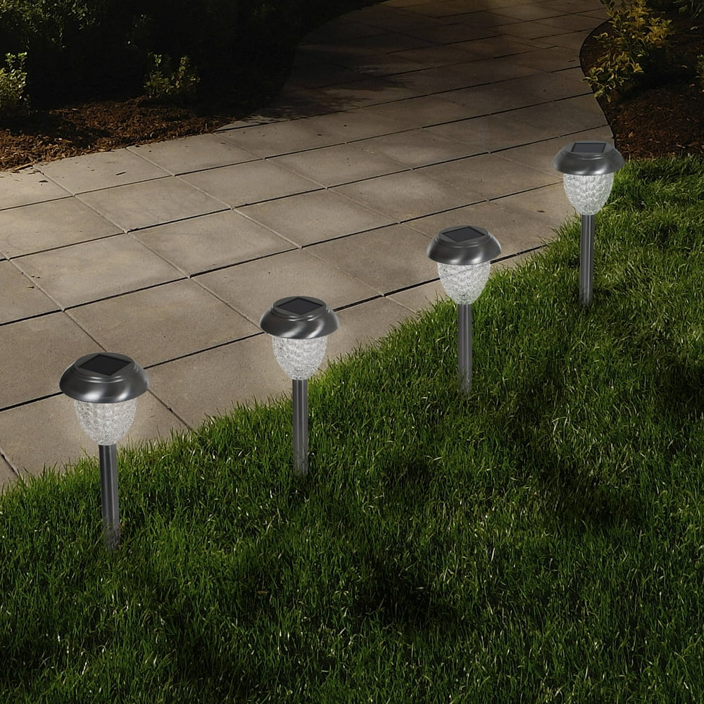 Solar Powered Glass Lights (Set of 6) LED Outdoor Stake Spotlight