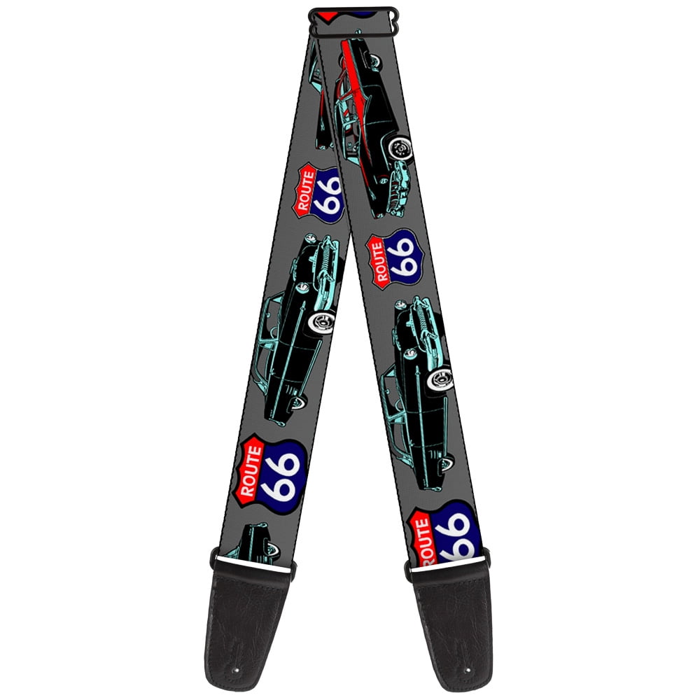 Buckle-Down Guitar Strap, Route 66 Classics Gray, 2 Inches Wide
