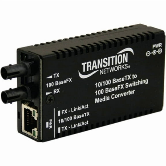 Transition Networks Mini M/E-PSW-FX-02 Media Converter - 1 x RJ-45 Network, 1 x LC Network - 10/100Base-TX, 100Base-FX - Wall Mountable, External - Milan Technology m-e-psw-fx-02-na