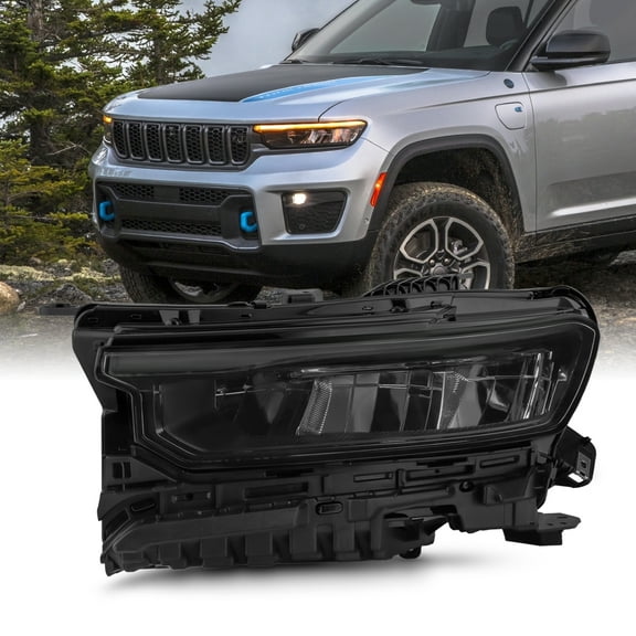 AKKON - Fit 2021 2022 2023 Jeep Grand Cherokee 21-23 Amber DRL w/o Auto Leveling Full LED Headlight Headlamp Driver Left Side