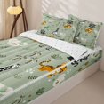 thumbnail image 3 of Castle Fairy Kawaii Animal Giraffe Monkey Zebra Zipper Queen Comforter Set with Fitted Sheet and 2 Pillowcases,Cute Tropical Palm Leaf Zipper Bedding Set,Sage Green,Reversible,4 Pieces, 3 of 6