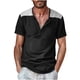 thumbnail image 2 of pstuiky Camisas de vestir de manga corta para hombre, Camisa de manga corta con cuello alto y botones de patchwork para hombre ropa de hombre l, 2 of 6