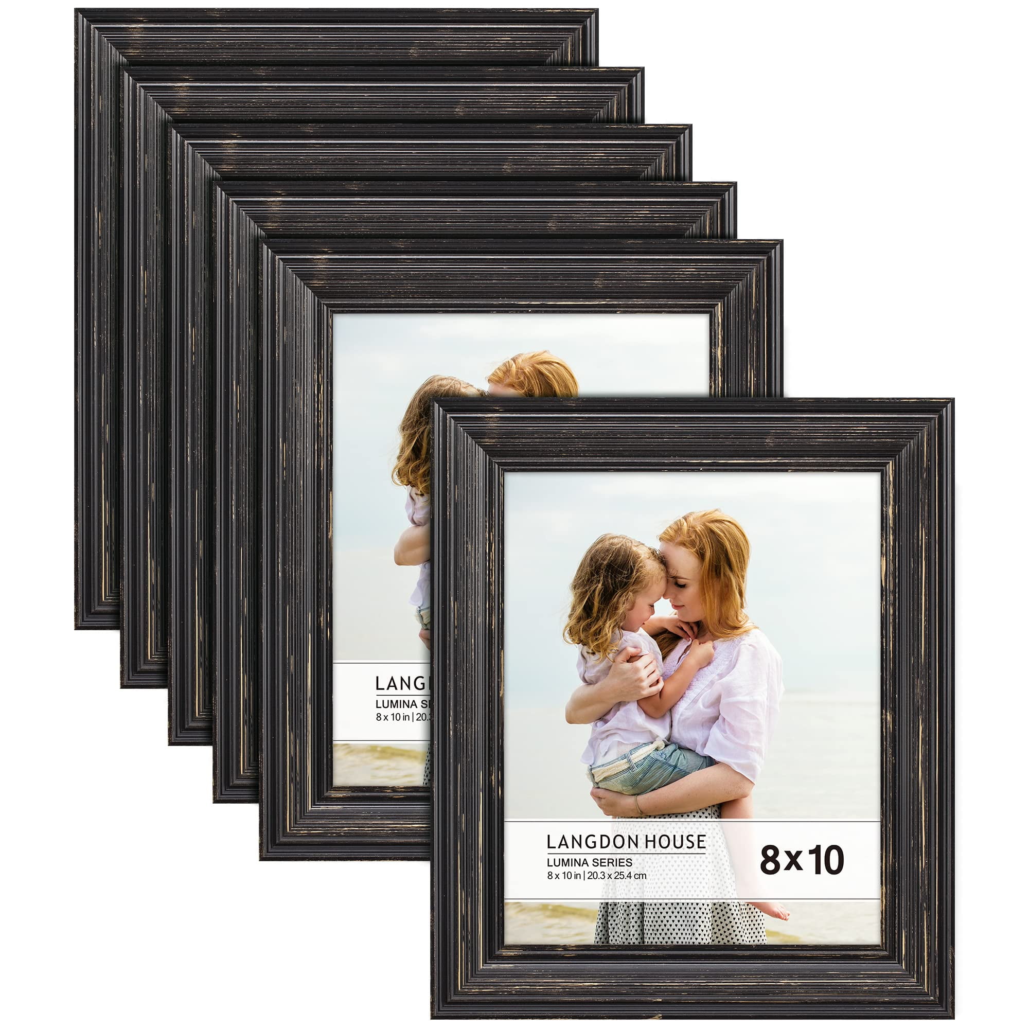 3 Pack Rustic Wood Picture Frames One 8 x 10 and Two 4 x 6 Photo Frame Brown 