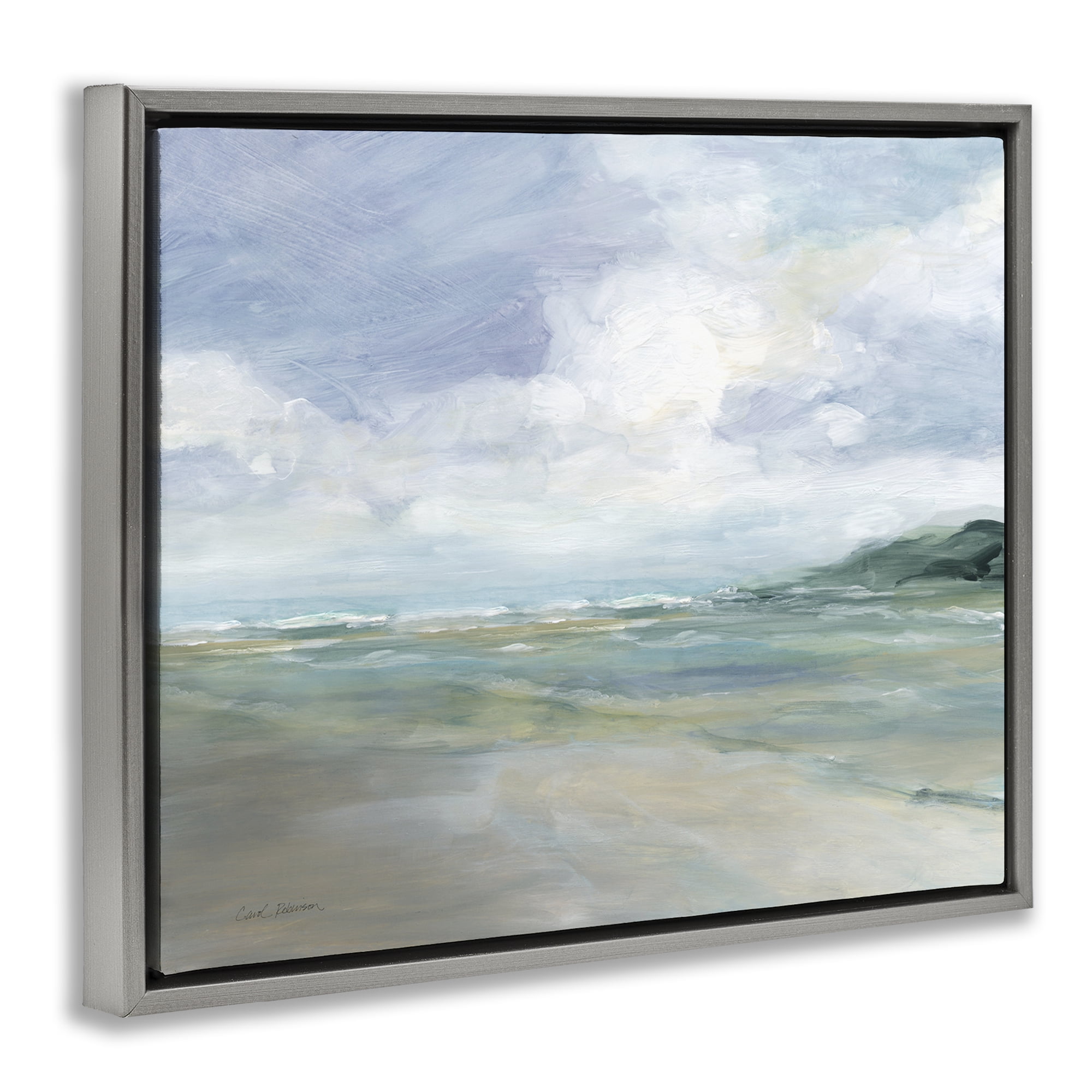 Stupell Industries Scenic Blue Landscape Landscape & Nature Painting Gray Floater Framed Canvas Art Print Wall Art, 31 x 25