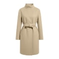 thumbnail image 4 of Women's Long Trench Coat, Wool Blend Overcoat, Stand Collar Belted Jacket, Vintage Inspired Fall Winter Coat, Classic Mid-Length Outerwear with Pockets Beige L, 4 of 4