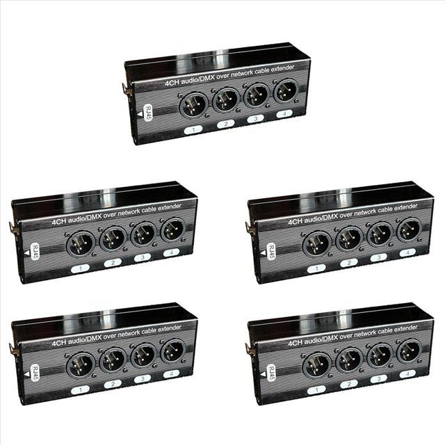 5 Extensor de Cable de Red y Audio XLR de 4 Canales y 3 Pines, Extensor de Señal de Red DMX512, Macho