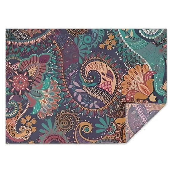 Multicolor Paisley Pattern Rectangle Tablecloth 60"x84",Waterproof Polyester Rectangle Table Cloth, Wipeable Spillproof Polyester Tablecloth for Dining, Camping, Indoor and Outdoor