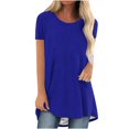 thumbnail image 1 of JUNWELL Tunique d'Été Grande Taille pour Femmes Col Rond Manches Courtes T-Shirts Longs Fluides Blouses en Solde Liquidation 2024, 1 of 5