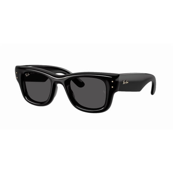RAY-BAN RB4940 WAYFARER PUFFER Square Shape Sunglasses Polished Black Frame | Ultra Black Lens 47mm