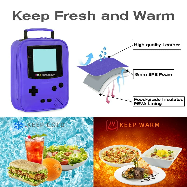 Kids Lunch Box Boy Insulated Lunch Bag Game Leather Thermal Lunch bag for  School Insulated Cooler Bag Game Lunch Boxes