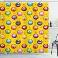 thumbnail image 1 of Emoji Shower Curtain, Smiley Surprised Grumpy Sad Happy Mood Faces Background with Little Stars Art Print, Fabric Bathroom Set with Hooks, 69W X 70L Inches, Multicolor, by Ambesonne, 1 of 3