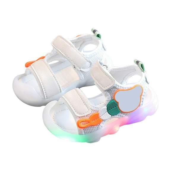 Otqutp Toddler Baby Soft-Soled Light Up Sandals for Toddler Boys Girls Open-Toe LED Flashing Sneakers Cute Bear Beach Sandals