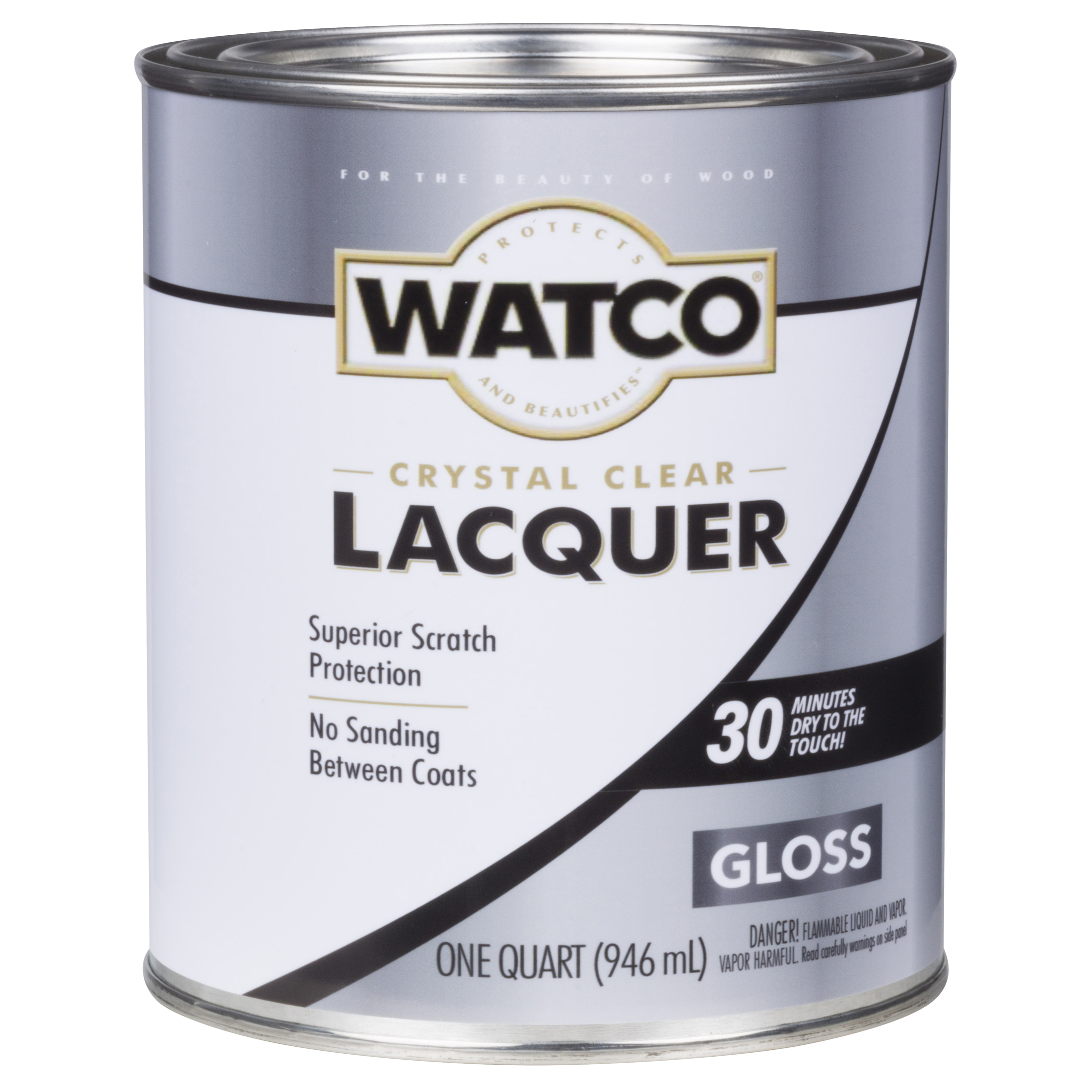 6 Pack, Clear , Watco Lacquer Wood Finish Gloss - 63041, Quart