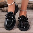thumbnail image 2 of Gpaecead Women Bow Thick Sole Loafers Patent Leather Non Slip Heightening Spring Summer Versatile Slip On Shoes, Black, 2 of 7