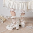 thumbnail image 6 of SACFOF Women's Kawaii Shoes Cross Strap Pumps Cute Ankle Strap Mary Jane Shoes Wedding Lace Mid Chunky Heel Pumps, 6 of 6