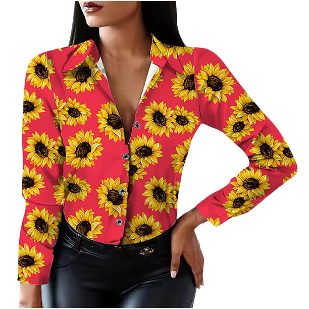 Camisas Para Mujer, Camisetas de Gran Tamaño, Manga Larga, Moda, Cuello Vuelto, Estampado, Camiseta Informal, Camisetas Odeerbi ODB134409