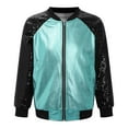 thumbnail image 3 of Zaldita Kids Girls Boys Sequin Metallic Bomber Moto Jacket Coat Hip Hop Jazz Modern Dance Top Disco Party Costume Streetwear Lake Blue 10, 3 of 7