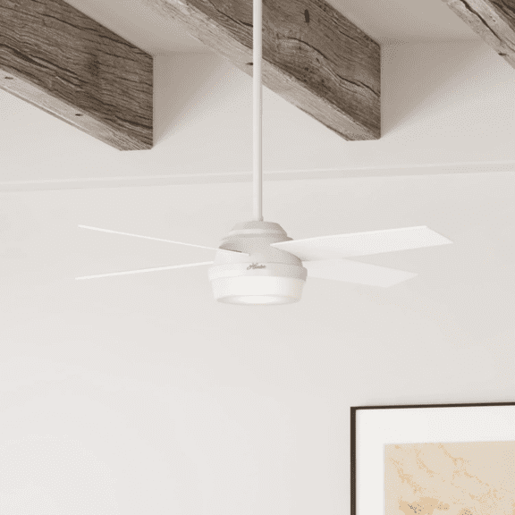 Restored Hunter Fan 52 inch Fresh White Contemporary Ceiling Fan with LED Light Kit and Remote Control (Refurbished)