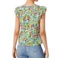 thumbnail image 5 of Nlife Women Floral Print V Neck Ruffle Short Sleeve Blouse, 5 of 7