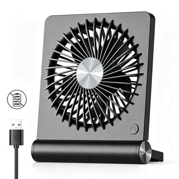 HIBIBUD Usb Fan,Strong Wind Ultra Quiet Small Desk Fan 220° Tilt Folding 3 Speeds Adjustable Usb-C Powered Personal Fan for Home Office Desktop Black,No Battery