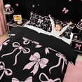 thumbnail image 3 of meiyoeat Pink Ribbon Bow Twin Duvet Cover For Kids,Cute Minimalist Bow Twin Bedding For Girls,Black Reversible,2 Pieces(No Comforter), 3 of 6