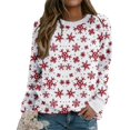 thumbnail image 4 of Mode Noël Femmes Imprimé Manches Longues Confortable Respirant Col Rond Chemise Hauts, 4 of 6