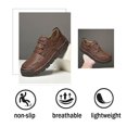 thumbnail image 4 of Men's Casual Leather Shoes Hand-Stitched Fashion Classic Loafers Lightweight Lace-Up Non-Slip Wear-Resistant Work Shoes Brown 9 US, 4 of 7