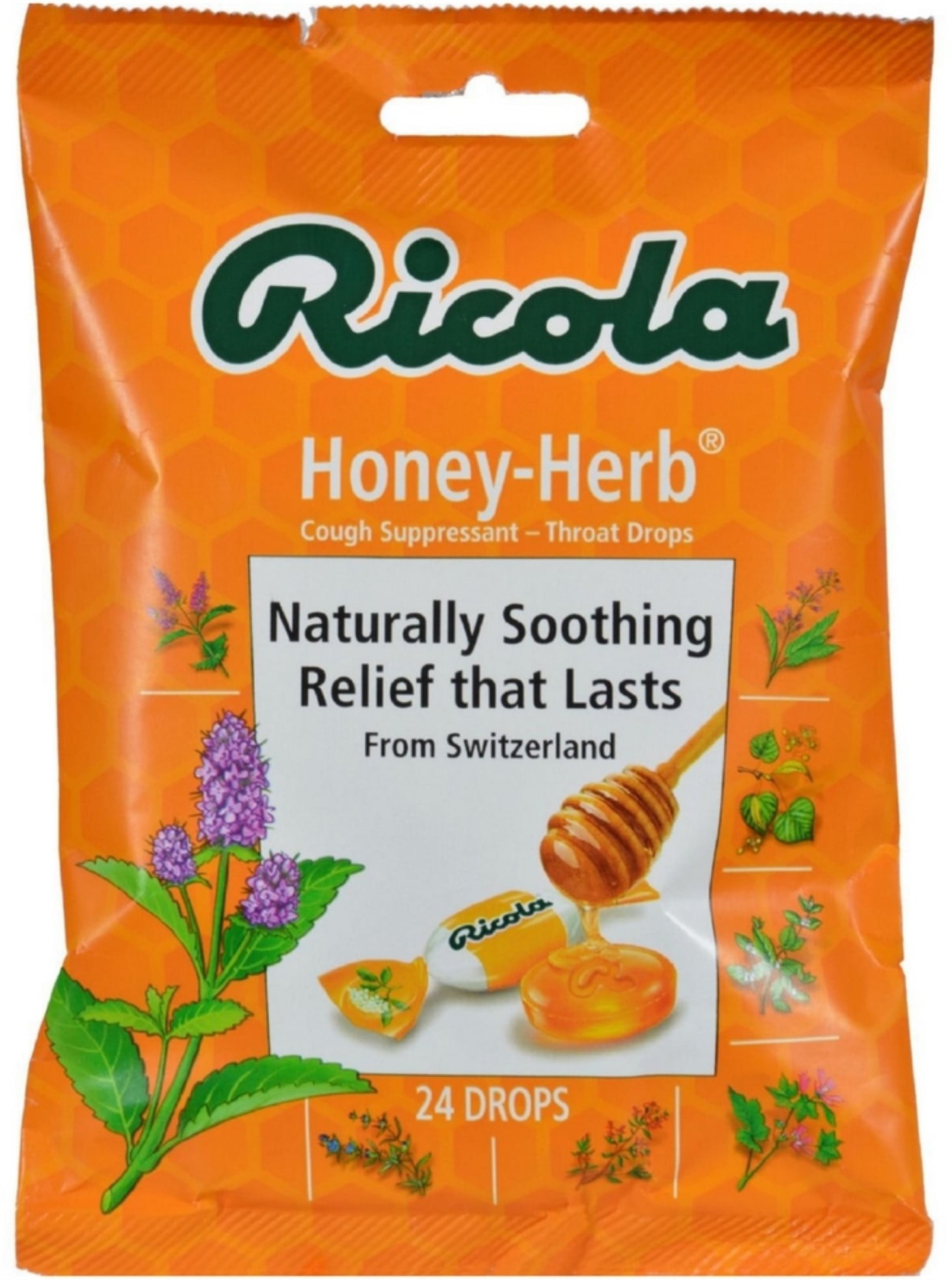 Ricola Cough Suppressant Throat Drops, HoneyHerb 24 ea (Pack of 2