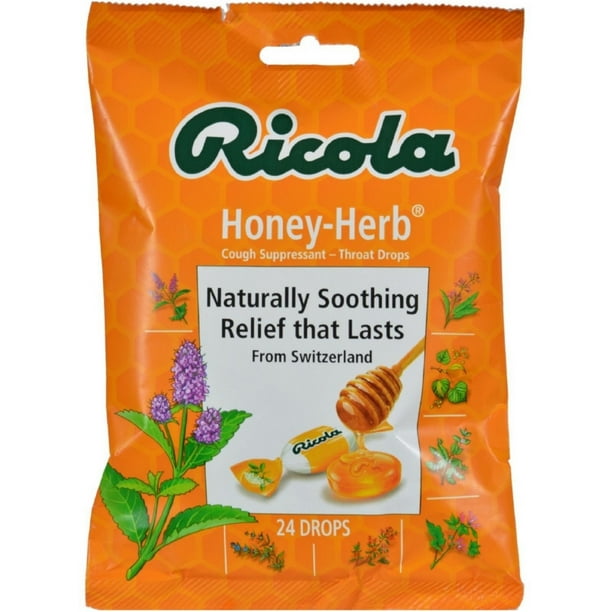 Ricola Cough Suppressant Throat Drops, HoneyHerb 24 ea (Pack of 2