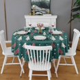 thumbnail image 2 of Dark Green Christmas Tree Pattern Round Tablecloth 60"x60",Wrinkle Wipeable Table Cloth for Kitchen Dining Room Picnic Patio Party, 2 of 6