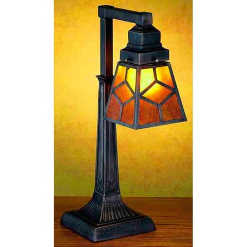 Amber Mica Diamond Mission Desk Lamp, Amber Mica Table Lamp Mission