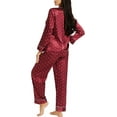 thumbnail image 5 of Womens Silk Satin Pajamas Set Sleepwear Loungewear,Small Dots-red, 5 of 5