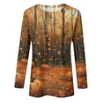 thumbnail image 4 of JULMCOMO Plus Size Halloween Shirts for Women Funny Pumpkin Castle Bat Print Crew Neck Long Sleeve Shirts Holiday Costume Tunic Tops Orange 5XL, 4 of 5