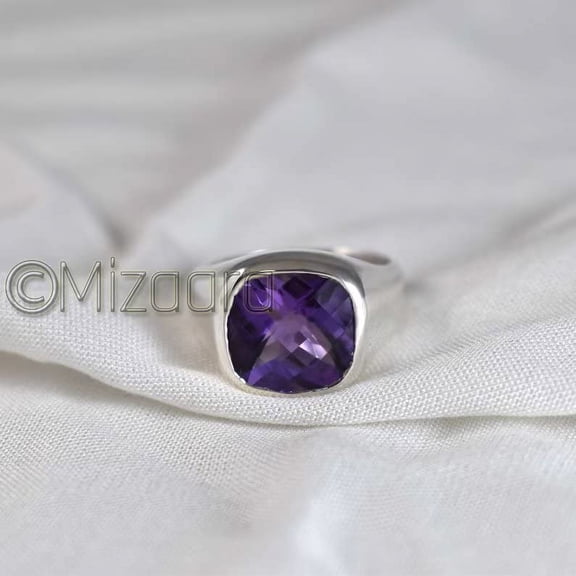 Mizaara, Amethyst Ring, 925 Sterling Silver Ring, Jewelry For Men’s, February Birthstone, Gemstone, Anniversary Ring, Birthday Gift For Him