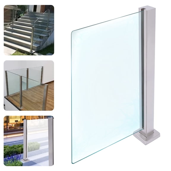 ToppiJoy 35.8" Glass Railing Post, Railing Post Glass Panels Mounting Brackets for Pool Fence Garden Balcony (End Post)