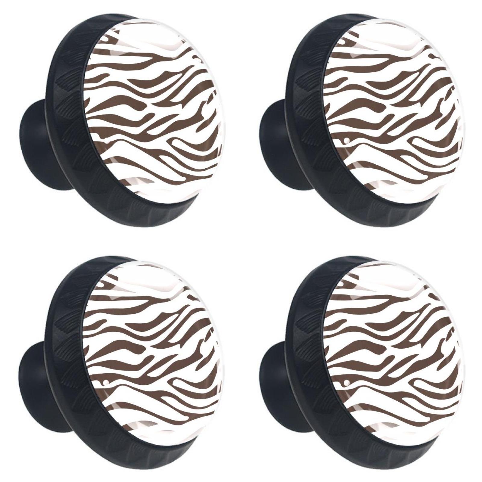 4 Pcs Brown Zebra Skin Knobs For Kitchen Cabinet Cupboard Dresser 