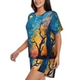 thumbnail image 2 of Fuzoiu Abstract Night Sky Tree Print Women's Short-Sleeved Pajama Set,Lounge Sleepwear Set,Womens Pajama Sets 2 Piece,Button-Up Top and Shorts with Pockets-3X-Large, 2 of 7