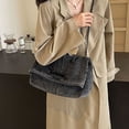thumbnail image 5 of Women Woven Shoulder Bag Casual Solid Color Canvas Handbag Purse Beige, 5 of 6